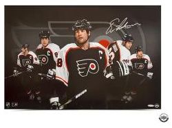  Upper Deck - Authenticated - Eric Lindros Autographed Philadelphia Flyers Print Black Ice - ORDER VIA EMAIL ONLY - Cardboard Memories Inc.