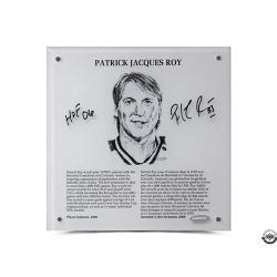  Upper Deck - Authenticated - Patrick Roy Autographed Hall of Fame 9 x 9 Plaque - ORDER VIA EMAIL ONLY - Cardboard Memories Inc.