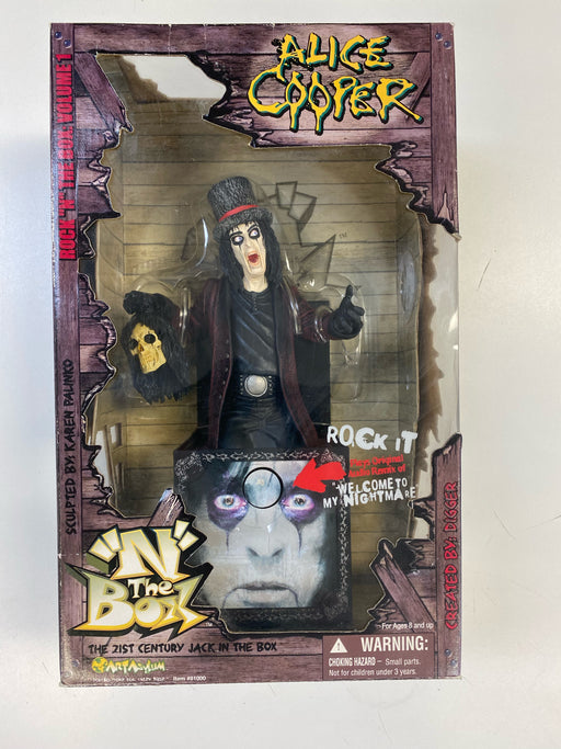 Action Figures Art Asylum - 2001 - Alice Cooper "N" the Box Welcome to My Nightmare - Action Figure *DAMAGED BOX* | Cardboard Memories Inc. 687203810034
