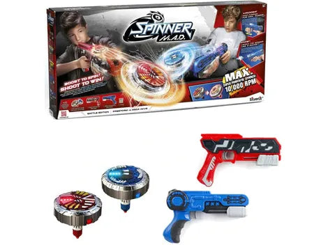 Action Figures and Toys Silver Lit - Spinner Mad - Battle Edition Firestorm Vs Mega Wave - Cardboard Memories Inc.
