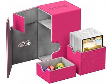 Supplies Ultimate Guard - Flip N Tray Case - Pink Xenoskin - 80 - Cardboard Memories Inc.