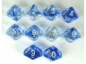 Dice Chessex Dice - Nebula Dark Blue with White - Set of 10 D10 - CHX 27266 - Cardboard Memories Inc.