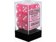 Dice Chessex Dice - Frosted Pink with White - Set of 12 D6 - CHX 27664 - Cardboard Memories Inc.