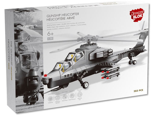 Action Figures and Toys Import Dragon - Dragon Blok - Gunship Helicopter - Building Blocks Model - Cardboard Memories Inc.