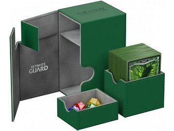 Supplies Ultimate Guard - Flip N Tray Case - Green Xenoskin - 80 - Cardboard Memories Inc.