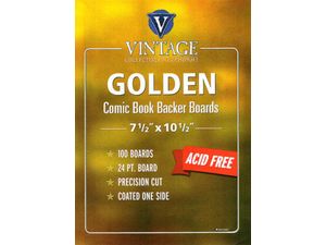 Supplies Comic Pro Line - Vintage - Golden Backer Boards - 24pt Super Strong - Acid Free - 7 1/2 x 10 1/2 - Package of 100 - Cardboard Memories Inc.