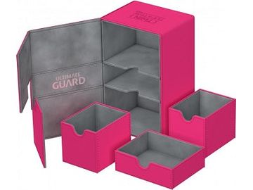 Supplies Ultimate Guard - Flip N Tray Case - Pink Xenoskin - 160 - Cardboard Memories Inc.