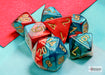 Dice Chessex Dice - Mini Gemini Red-Teal with Gold - Set of 7 - CHX 20662 - Cardboard Memories Inc.