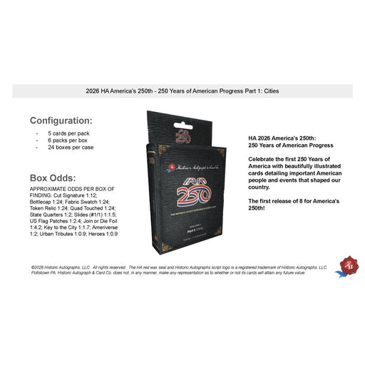 Sports Cards Historic Autographs - 2025 - America's 250th - Part 1 - Hobby Box - Cardboard Memories Inc.