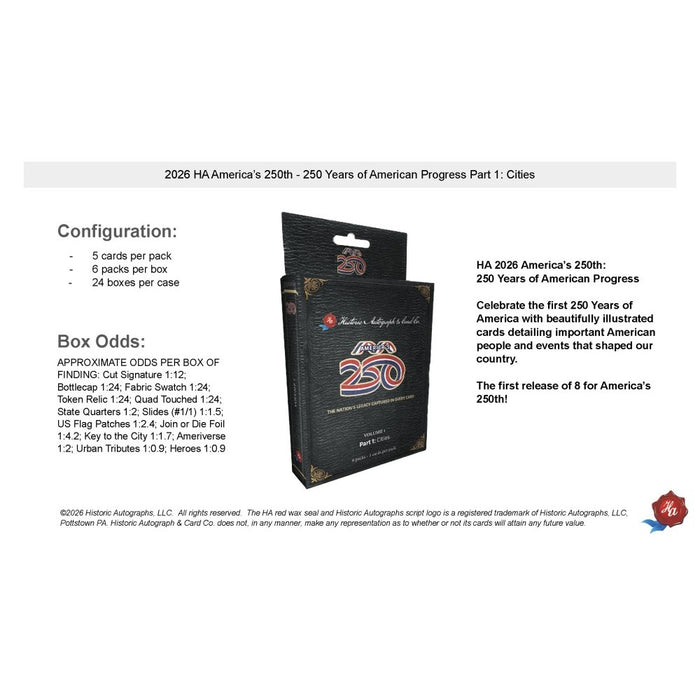 Sports Cards Historic Autographs - 2025 - America's 250th - Part 1 - Hobby Box - Cardboard Memories Inc.