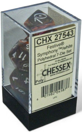Dice Chessex Dice - Festive Symphony with White - Set of 7 - CHX 27543 - Cardboard Memories Inc.