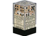 Dice Chessex Dice - Marble Ivory with Black - Set of 12 D6 - CHX 27602 - Cardboard Memories Inc.
