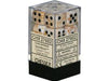 Dice Chessex Dice - Marble Ivory with Black - Set of 12 D6 - CHX 27602 - Cardboard Memories Inc.