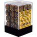 Dice Chessex Dice - Lustrous Gold with Silver - Set of 36 D6 - CHX 27893 - Cardboard Memories Inc.