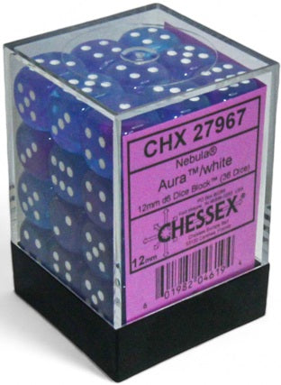 Dice Chessex Dice - Nebula Aura with White - Set of 36 D6 - CHX 27967 - Cardboard Memories Inc.