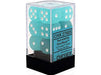 Dice Chessex Dice - Frosted Teal with White - Set of 12 D6 - CHX 27605 - Cardboard Memories Inc.