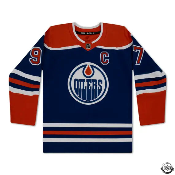 Collectible Merchandise Upper Deck Authenticated - Connor McDavid Autographed & Inscribed "300th Goal" Blue Adidas Edmonton Oilers Jersey - Cardboard Memories Inc.