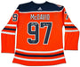 Collectible Merchandise Upper Deck Authenticated - Connor McDavid Autographed & Inscribed Edmonton Oilers Authentic Orange Jersey with 40th Anniversary Shoulder Patch - Cardboard Memories Inc.