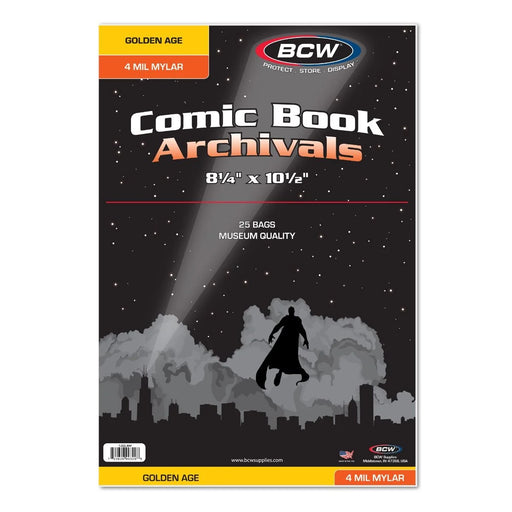 Comic Supplies BCW - Golden Mylar Comic Book Bags - 4 Mil - Cardboard Memories Inc.