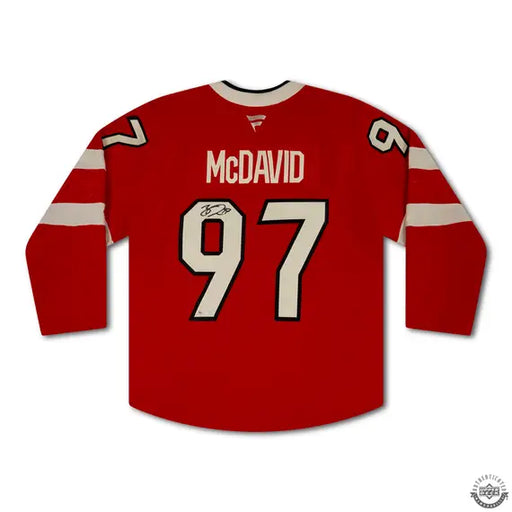 Collectible Merchandise Upper Deck Authenticated - Connor McDavid Autographed Red Team Canada 4 Nations Face-off Authentic Jersey - Cardboard Memories Inc.