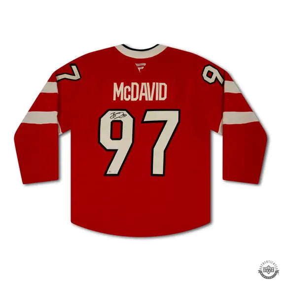Collectible Merchandise Upper Deck Authenticated - Connor McDavid Autographed Red Team Canada 4 Nations Face-off Authentic Jersey - Cardboard Memories Inc.