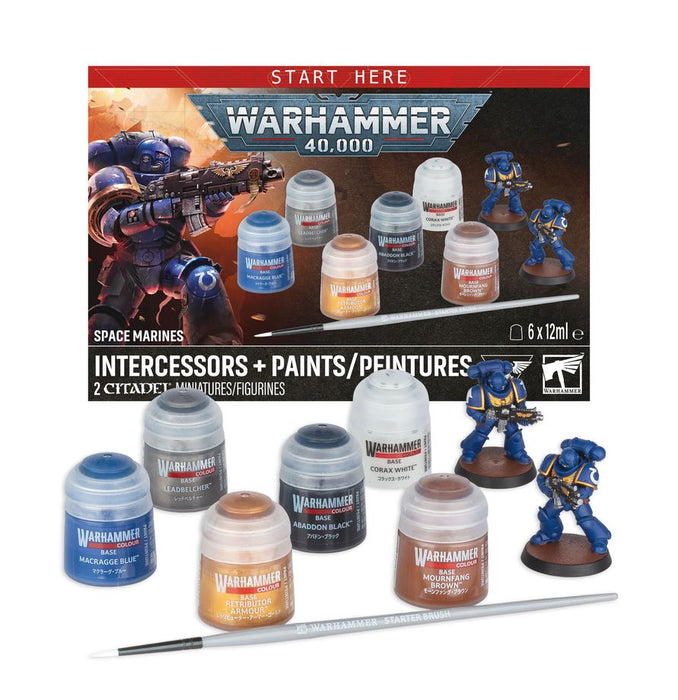 Collectible Miniature Games Games Workshop - Warhammer 40K - 11th Edition - Space Marines - Intercessors & Paints Set - 60-11 - Pre-Order - Cardboard Memories Inc.
