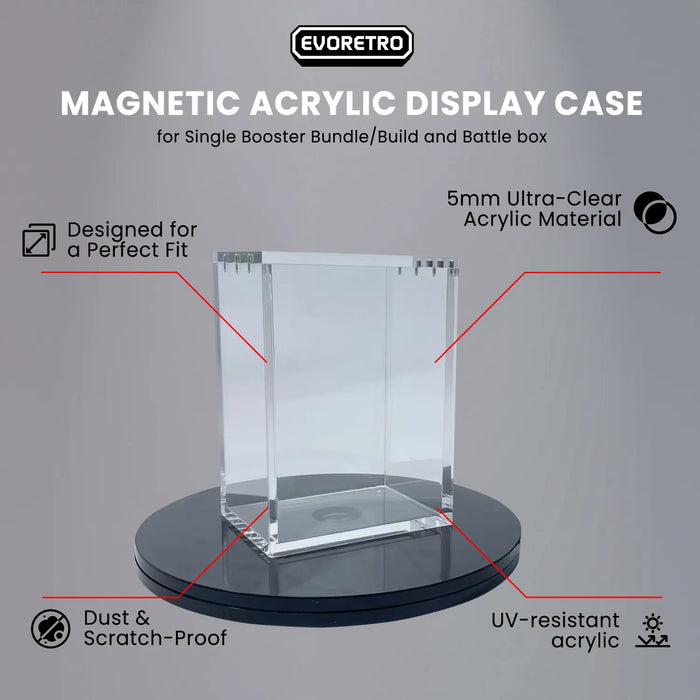 Comic Supplies Evoretro - Acrylic Single Booster Bundle/Build and Battle Box Display Case with Magnetic Lid - Cardboard Memories Inc.