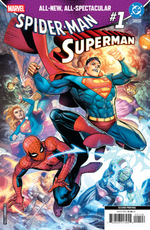 Comic Books Marvel Comics - Marvel DC - Spider-Man and Superman 001 (Cond. VF-) - 2nd Printing Jim Cheung Variant Edition - Cardboard Memories Inc.