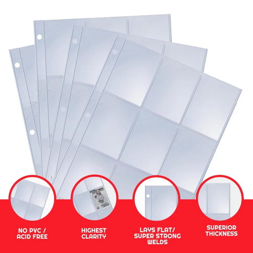 Comic Supplies Evoretro - 9 Pocket Binder Pages - Package of 40 - Cardboard Memories Inc.