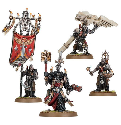 Collectible Miniature Games Games Workshop - Warhammer 40K - Space Marines - Black Templars - Chaplain Grimaldus and Retinue - 55-44 - Cardboard Memories Inc.