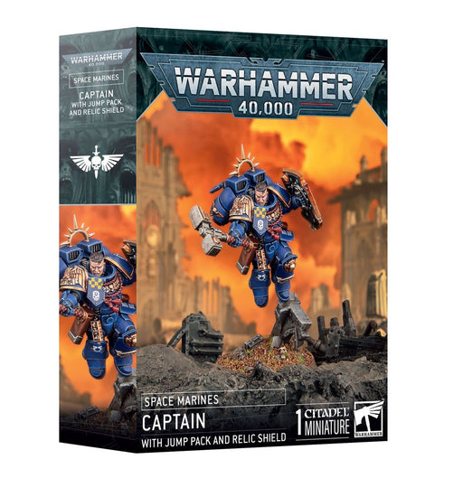 Collectible Miniature Games Games Workshop - Warhammer 40K - Space Marines - Captain with Jump Pack and Relic Shield - 48-102 - Cardboard Memories Inc.