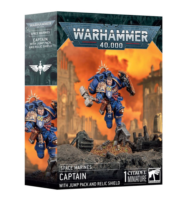 Collectible Miniature Games Games Workshop - Warhammer 40K - Space Marines - Captain with Jump Pack and Relic Shield - 48-102 - Cardboard Memories Inc.