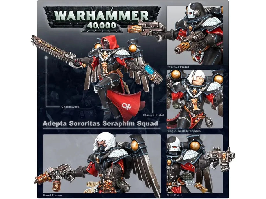 Collectible Miniature Games Games Workshop - Warhammer 40K - Adepta Sororitas - Seraphim Squad - 52-27 - Cardboard Memories Inc.