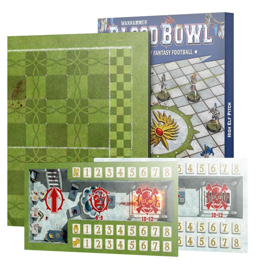 Collectible Miniature Games Games Workshop - Blood Bowl - High Elf Pitch - Double-sided Pitch and Dugouts - 202-65 - Cardboard Memories Inc.