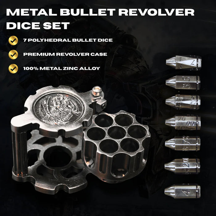 Merchant Guild House - Metal Revolver Dice Set - Silver