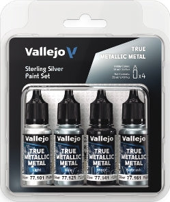 Acrylicos Vallejo - True Metallic Metal - Sterling Silver - Paint Set - 77 251
