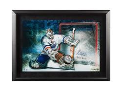  Upper Deck - Authenticated - Grant Fuhr Autographed Edmonton Oilers Break Thru Stanley Cup Championship Plexiglass - ORDER VIA EMAIL ONLY - Cardboard Memories Inc.