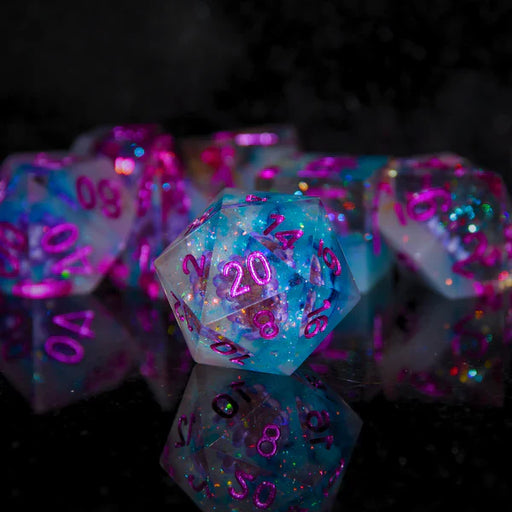 Merchant Guild House - Dice - Mystical Winter Orchid - Sharp Edge Resin - Cardboard Memories Inc.