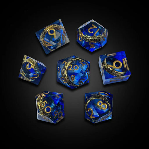 Merchant Guild House - Dice - Rings of Power Blue - Sharp Edge Resin - Cardboard Memories Inc.