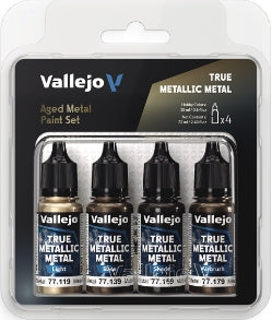 Acrylicos Vallejo - True Metallic Metal - Aged Metal - Paint Set - 77 258