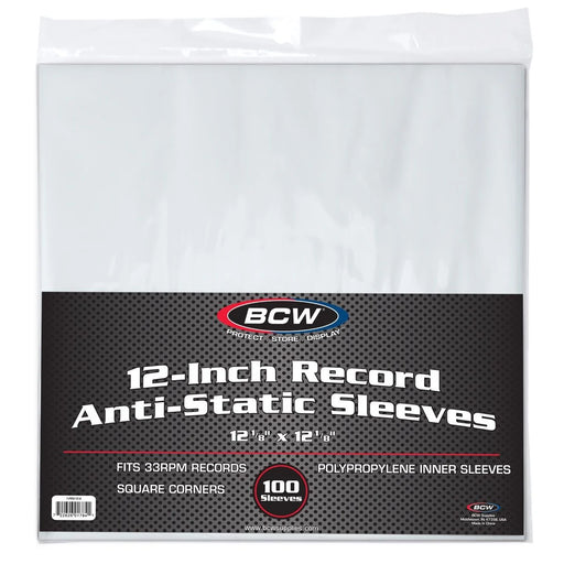 Supplies BCW - Inner Record Sleeves - Anti-static - 12" - Package of 100 - Cardboard Memories Inc.