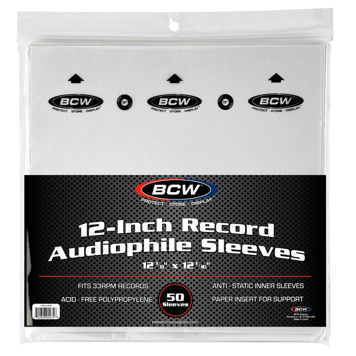 Supplies BCW - Inner Record Sleeves - Audiophile - 12" - Package of 50 - Cardboard Memories Inc.