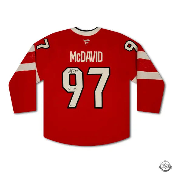 Collectible Merchandise Upper Deck Authenticated - Connor McDavid Autographed & Inscribed “GW GOAL” Authentic 4 Nations Faceoff Red Team Canada Jersey - Cardboard Memories Inc.