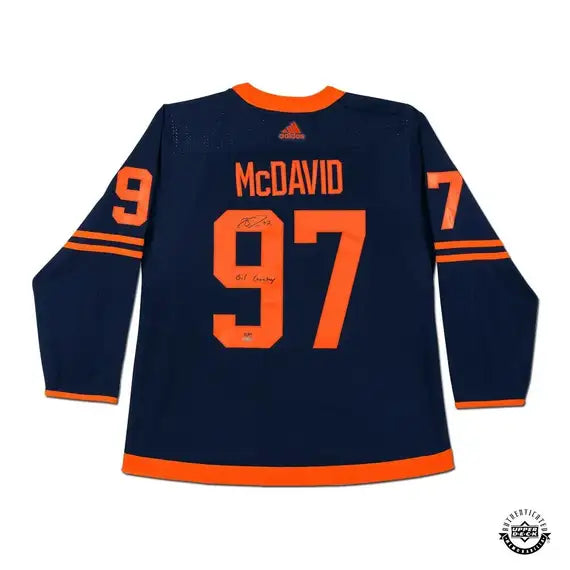 Collectible Merchandise Upper Deck Authenticated - Connor McDavid Autographed & Inscribed Authentic Navy Adidas Edmonton Oilers Alternate Jersey - Cardboard Memories Inc.