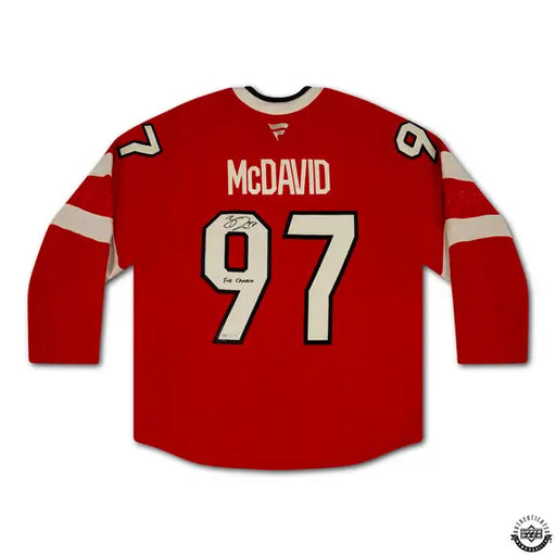 Collectible Merchandise Upper Deck Authenticated - Connor McDavid Autographed & Inscribed “FOR CANADA” Authentic 4 Nations Faceoff Red Team Canada Jersey - Cardboard Memories Inc.