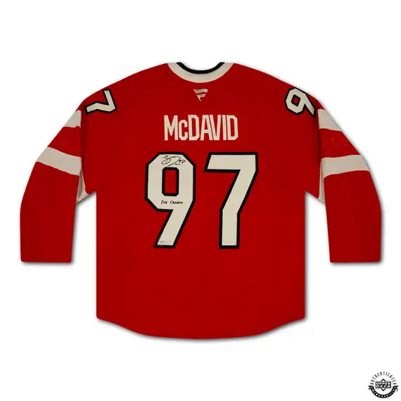 Collectible Merchandise Upper Deck Authenticated - Connor McDavid Autographed & Inscribed “FOR CANADA” Authentic 4 Nations Faceoff Red Team Canada Jersey - Cardboard Memories Inc.