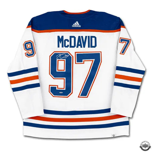 Collectible Merchandise Upper Deck Authenticated - Connor McDavid Autographed White Adidas Edmonton Oilers Jersey - Cardboard Memories Inc.