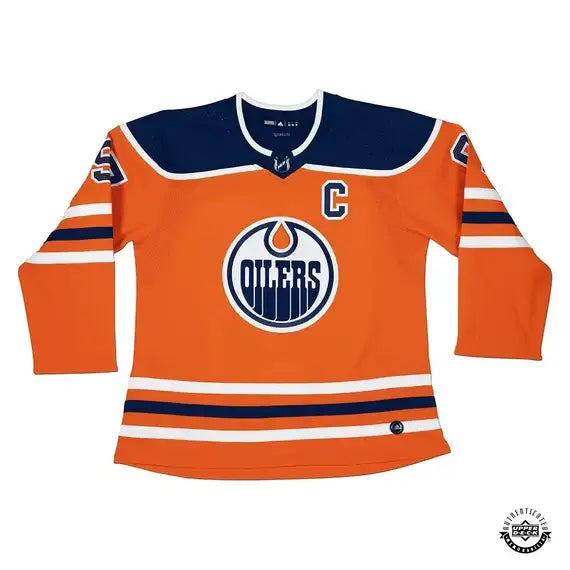 Collectible Merchandise Upper Deck Authenticated - Connor McDavid Autographed Authentic Edmonton Oilers Adidas Orange Jersey - Cardboard Memories Inc.