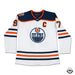 Collectible Merchandise Upper Deck Authenticated - Connor McDavid Autographed Edmonton Oilers Authentic White Jersey with 40th Anniversary Shoulder Patch - Cardboard Memories Inc.