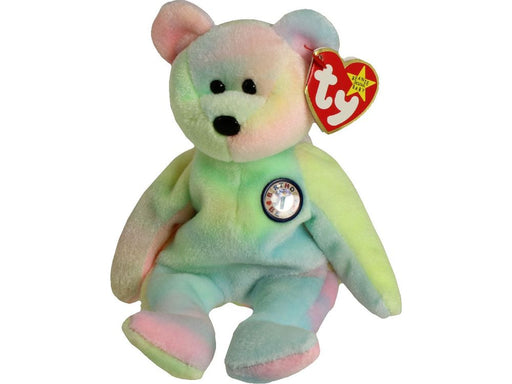Plush TY Beanie Baby - B.B. Bear the Birthday Bear - Cardboard Memories Inc.